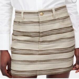 Madewell  striped Cream and Brown Mini Skirt size 2